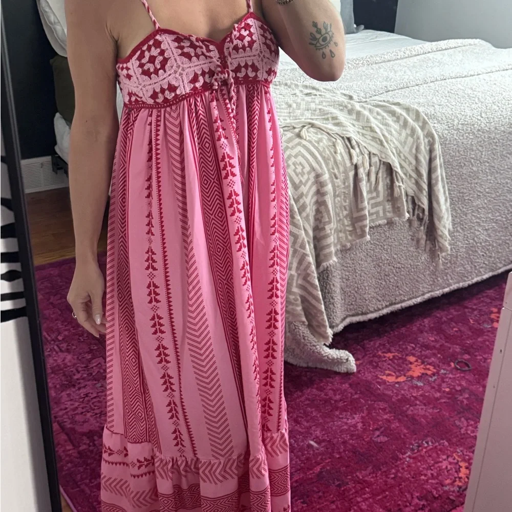 Pink and Red Crochet Maxi Dress - Picture 2 of 2